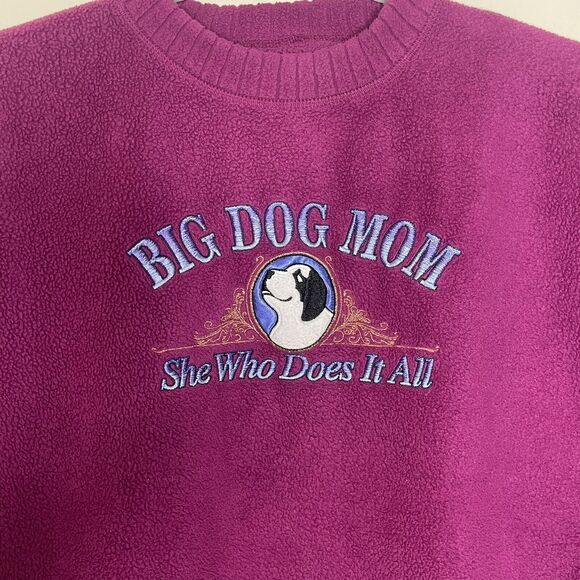 Vtg BIG‎ DOGS Women's Pink Fleece Sweatshirt Mom She Who Does It All Y2K Sz M - Picture 2 of 4